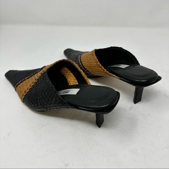 Mista London Woven Leather Pointed Toe Mules Slides Kitten Heel 35 - Picture 4 of 9
